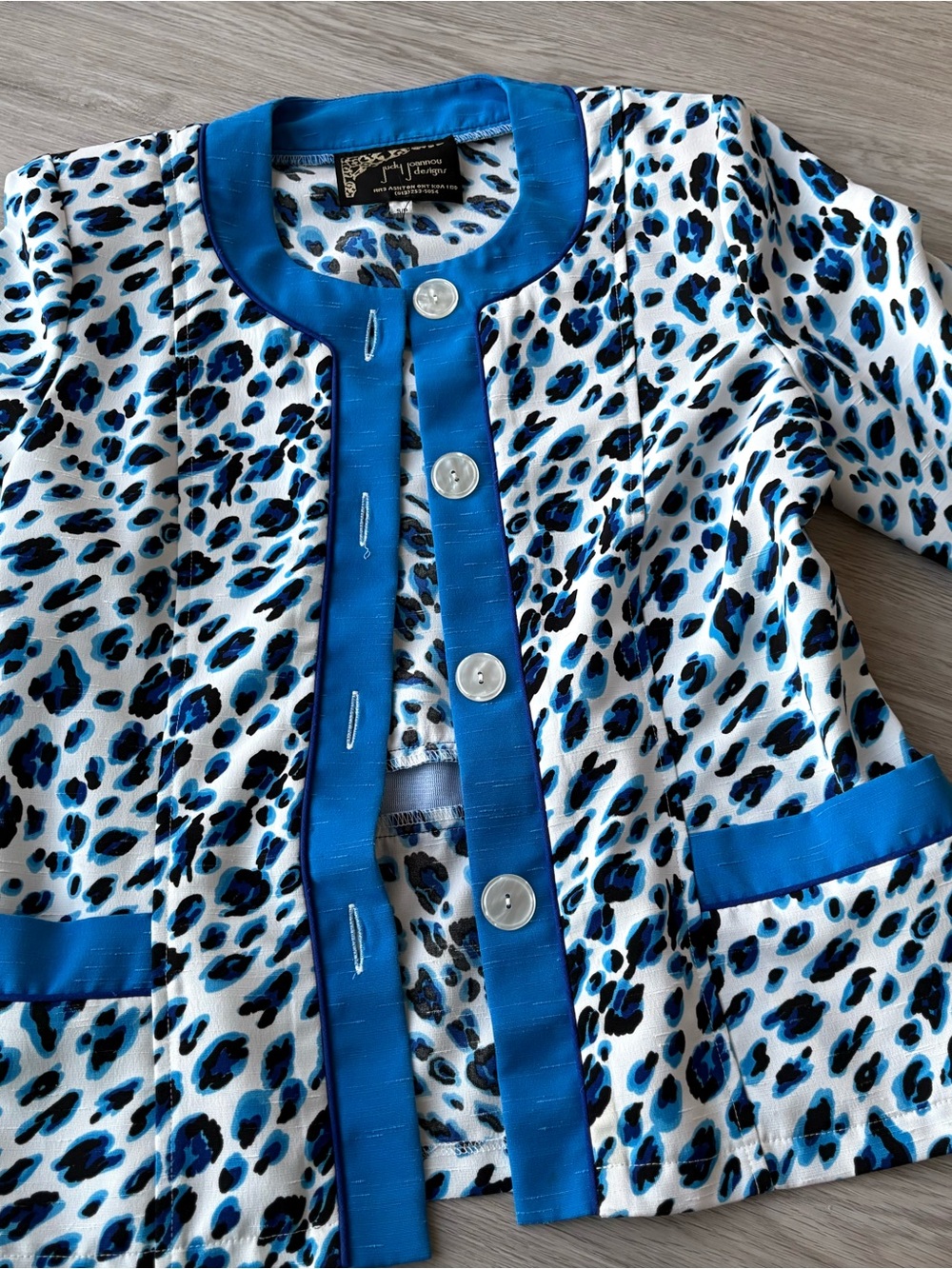 🇨🇦Blue Leopard Print Jacket S Petite - Picture 2 of 5